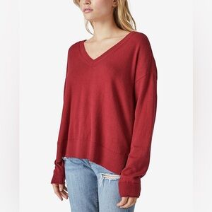 Lucky Brand sweater v neck cloud soft material red loose fit sz m NWT